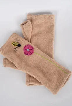Best Sale Evie Lou Recycled Cashmere Handwarmers, Beige/Bee
