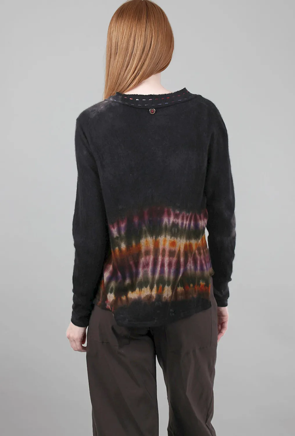Discount Evie Lou Relaxed Asym Hemmed-In Sweater, Black/Earth