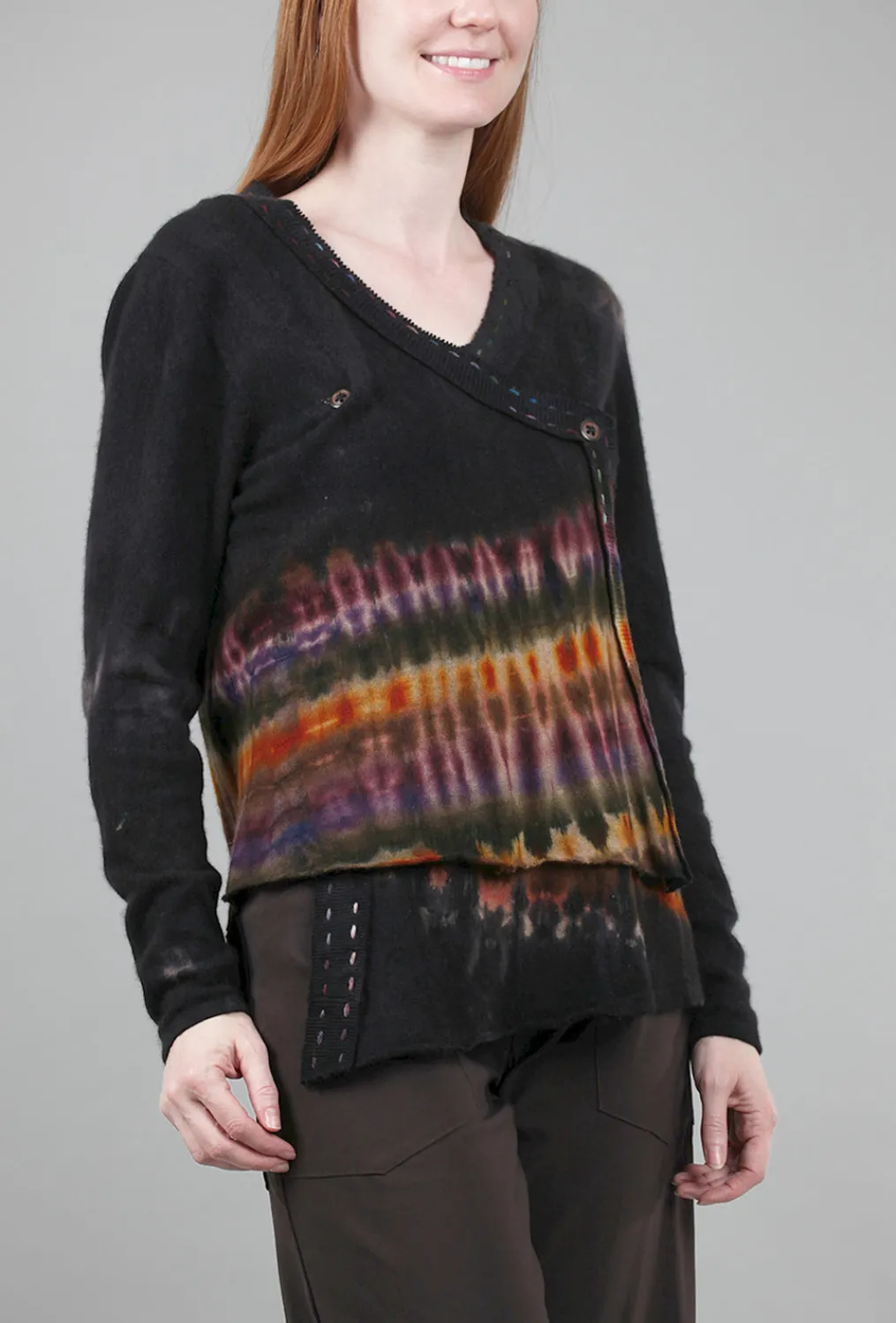 Discount Evie Lou Relaxed Asym Hemmed-In Sweater, Black/Earth