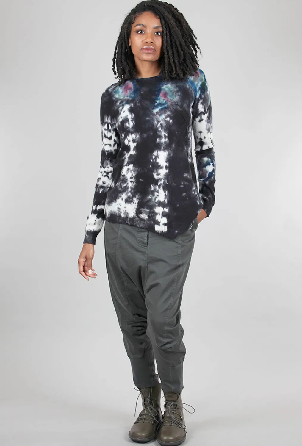 Best Sale Evie Lou Relaxed Insert Cashmere Sweater, Black/Rubine