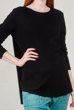 Cheap Evie Lou Relaxed L/S Round-Neck Tee, Black