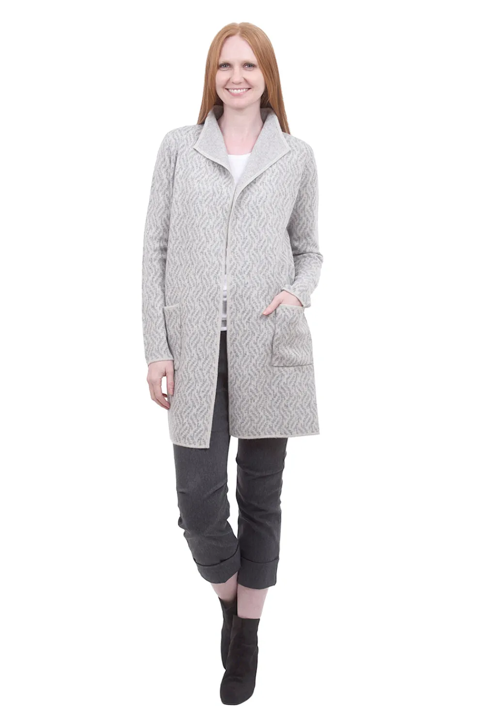 Outlet Evie Lou Reversible Jacquard Cardie, Agate/Sterling