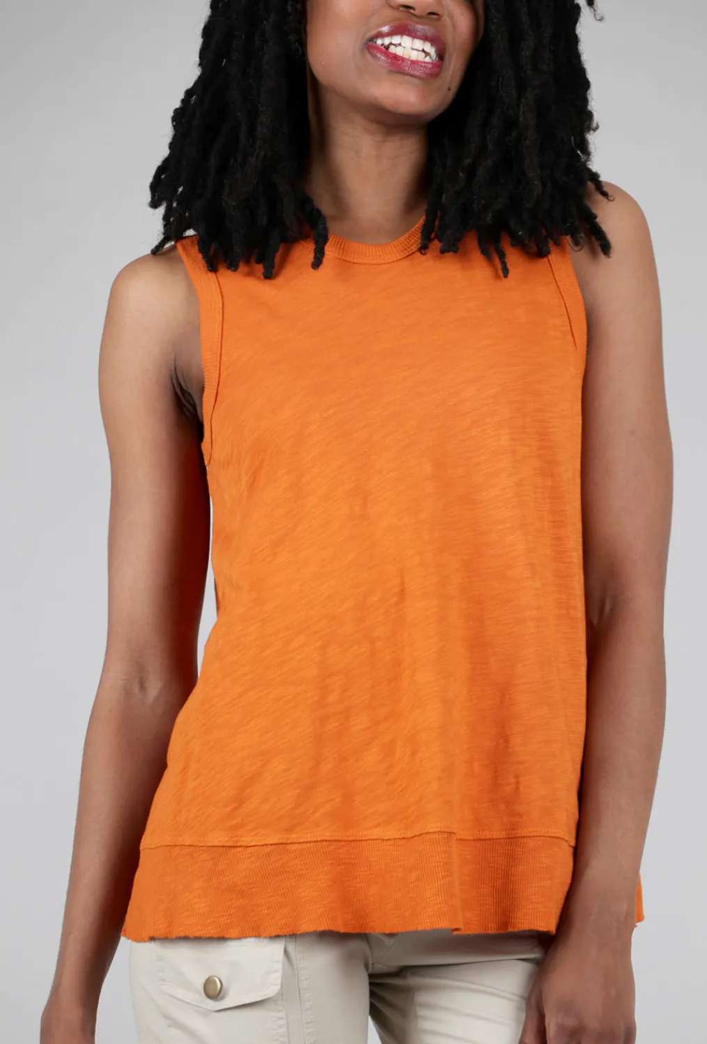 Online Evie Lou Rib Mix Trapeze Shell, Curry