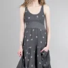 Store Evie Lou Ribbed-Inset Dot Dress, Gray