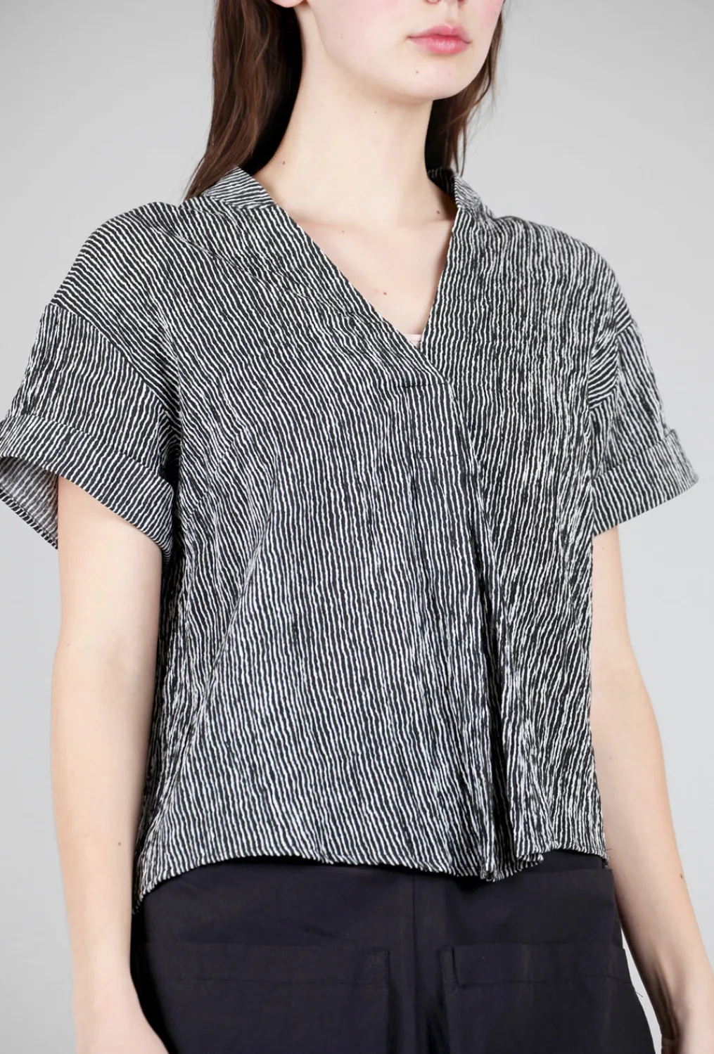 Fashion Evie Lou Ridge Stripe Mila Top, Black