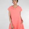 Hot Evie Lou Roll-Neck Linen Dress, Popsicle Orange