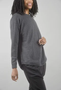 Best Evie Lou Round Hem Cashmere Sweatshirt, Charcoal