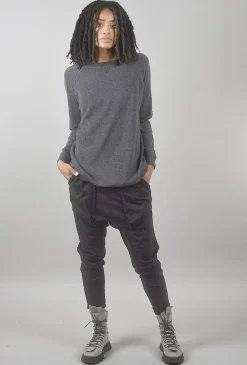Best Evie Lou Round Hem Cashmere Sweatshirt, Charcoal