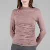 Best Evie Lou Ruched Mock Slim Top, Mocha