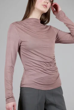 Best Evie Lou Ruched Mock Slim Top, Mocha