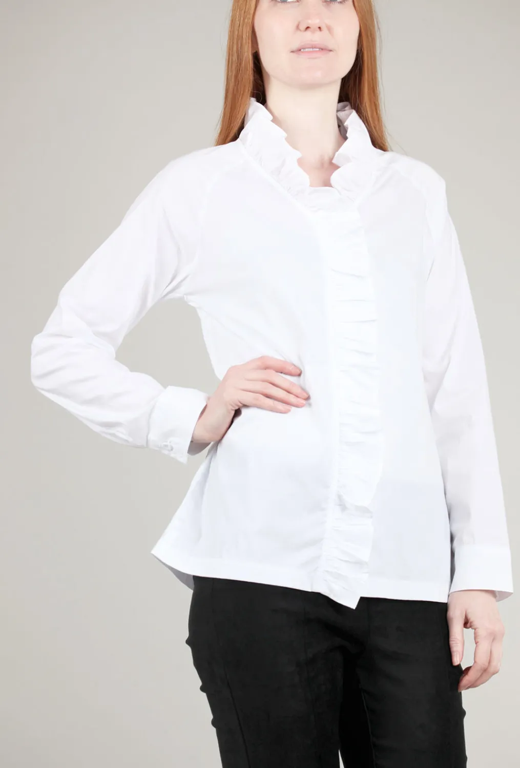 Best Evie Lou Ruffle Placket Shirt, White