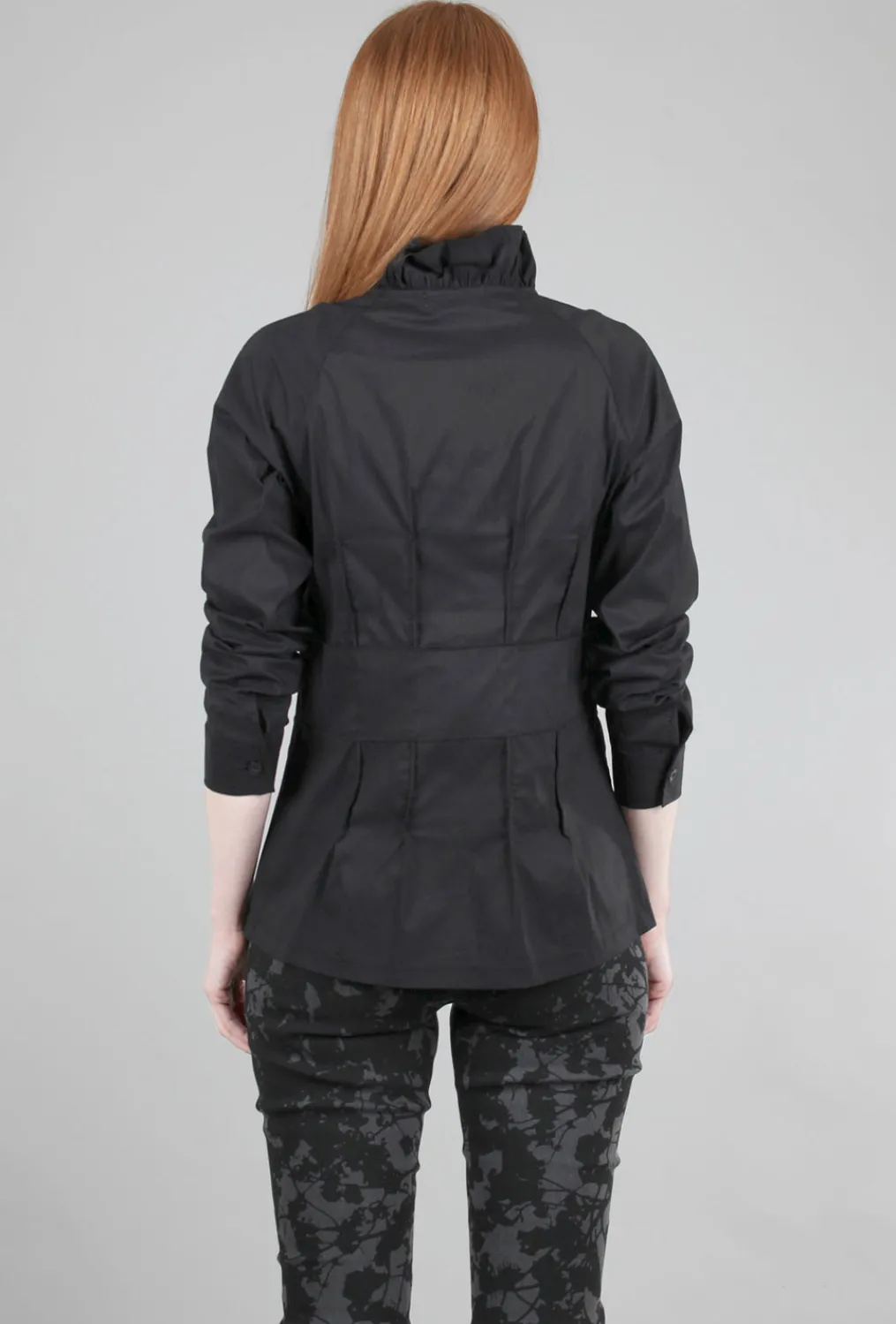 Clearance Evie Lou Ruffle-Placket Shirt, Black