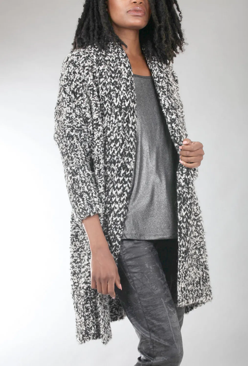 Best Sale Evie Lou Salt & Pepper Cardie, Black/White