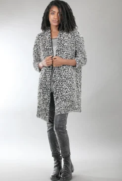 Best Sale Evie Lou Salt & Pepper Cardie, Black/White