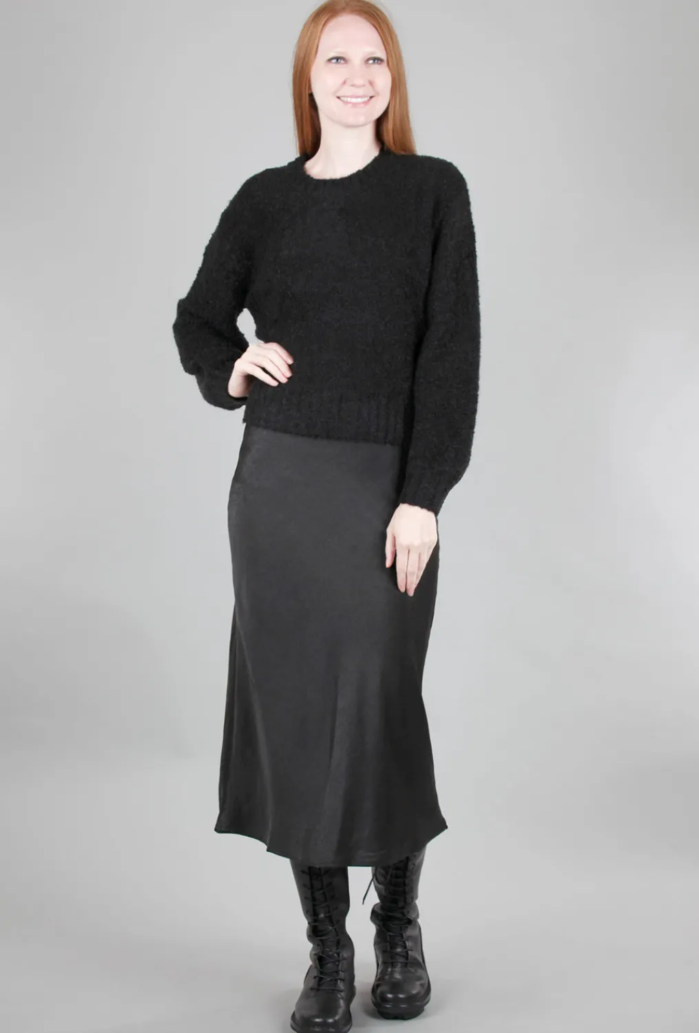Flash Sale Evie Lou Sateen Bias Skirt, Black