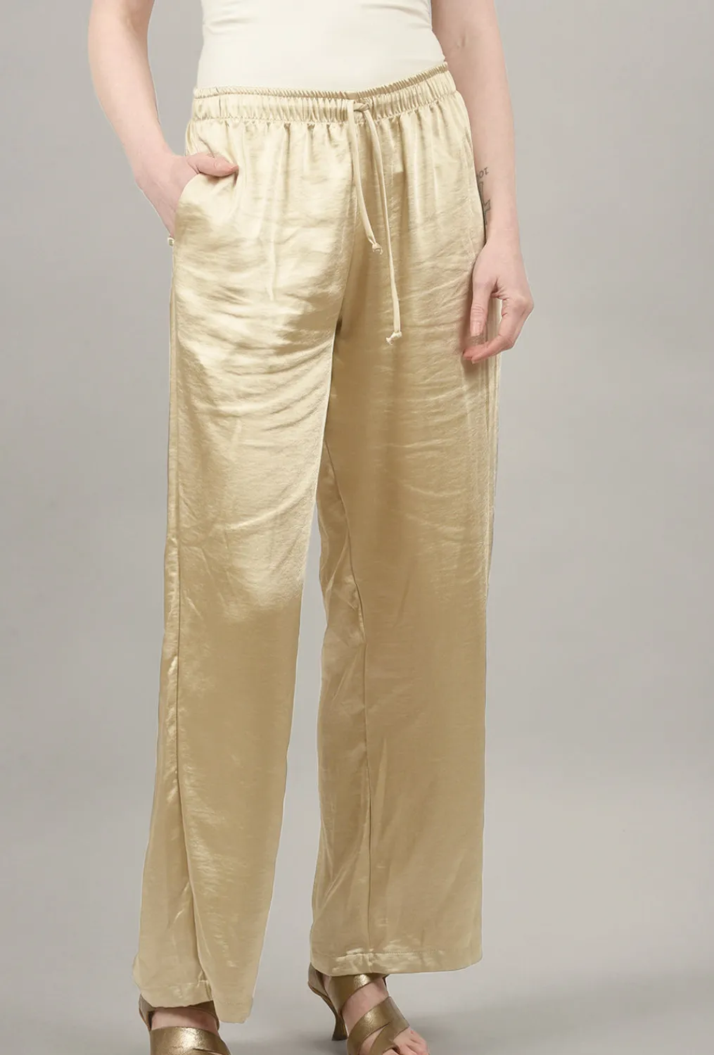 Best Sale Evie Lou Sateen Pj Pants, Sand