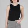 Store Evie Lou Sawyer Cropped Sweater Tank, Black