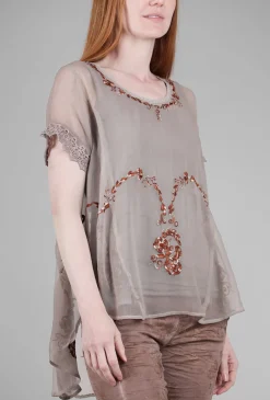 Store Evie Lou Scrolls Chiffon Blouse, Desert Taupe