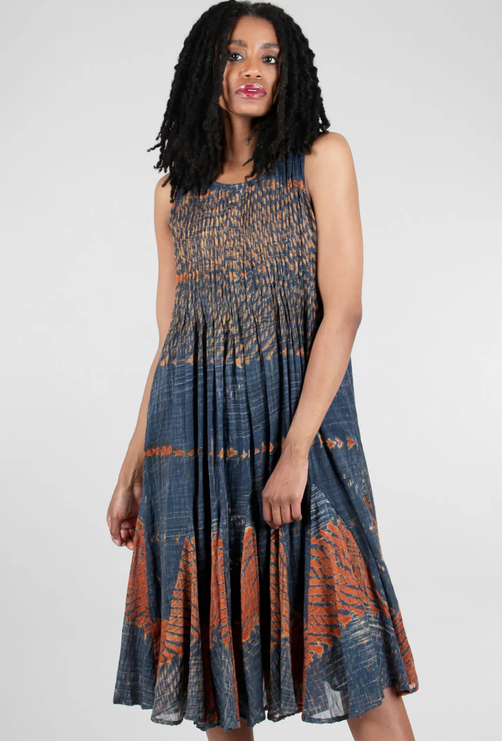 Clearance Evie Lou Sedona Dress, Blue/Rust
