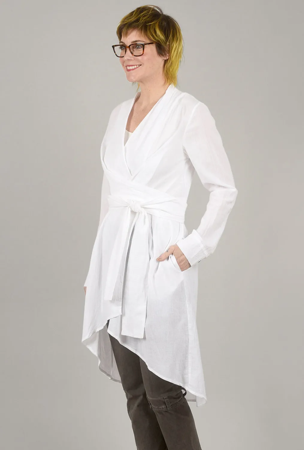 Shop Evie Lou Setya Wrap Blouse, White