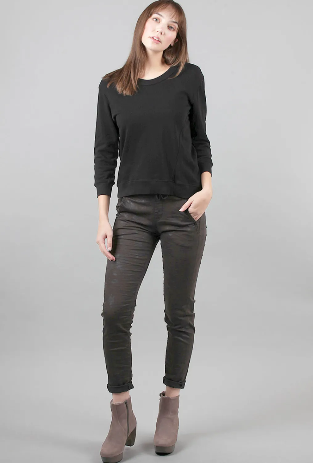 Online Evie Lou Shrunken Cropped Sweatshirt, Black