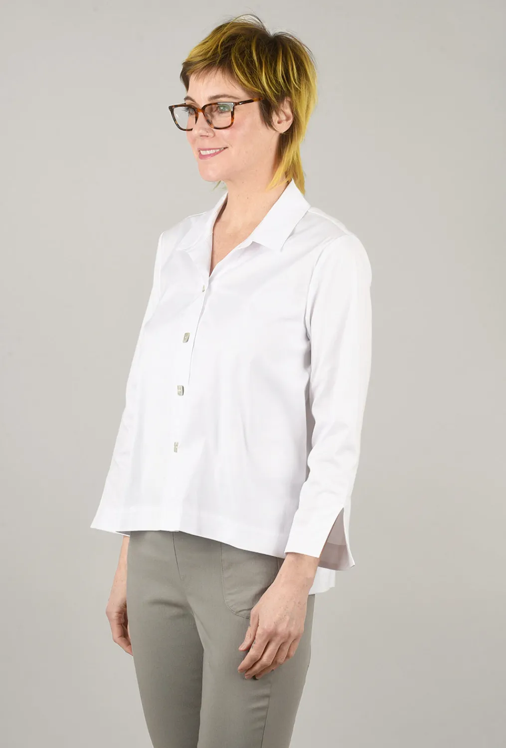 Fashion Evie Lou Side Slit Woven Shirt, White