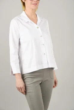 Fashion Evie Lou Side Slit Woven Shirt, White