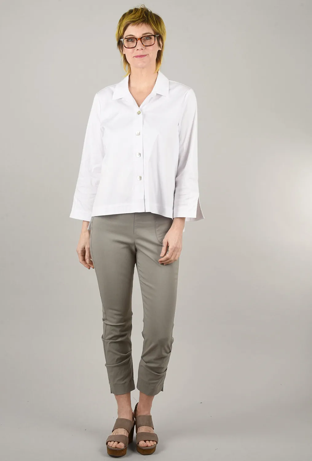 Fashion Evie Lou Side Slit Woven Shirt, White
