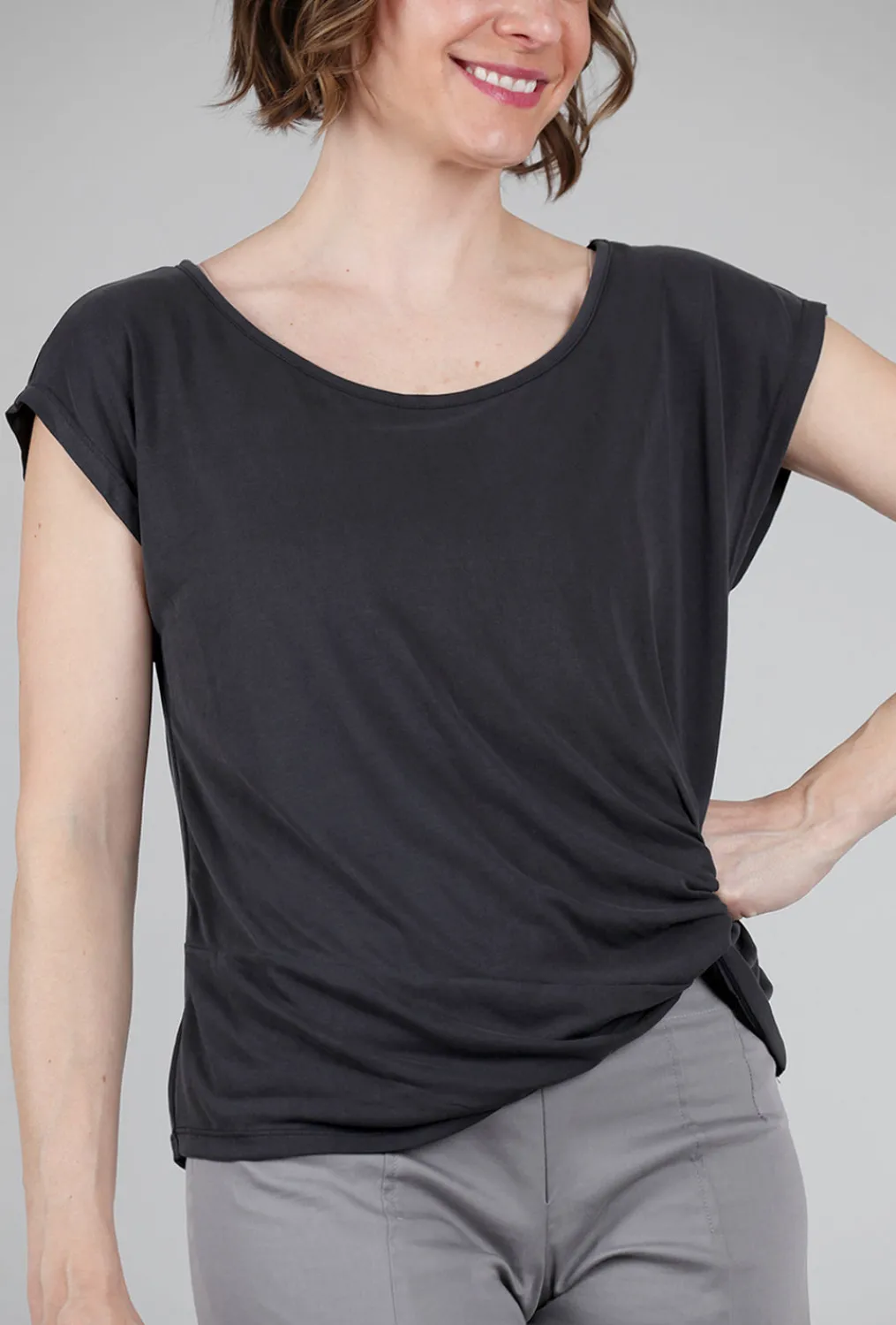 Discount Evie Lou Side-Knot Modal Top, Black