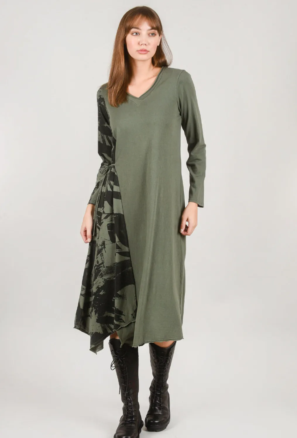 Hot Evie Lou Side-Tie Jersey Dress, Fir