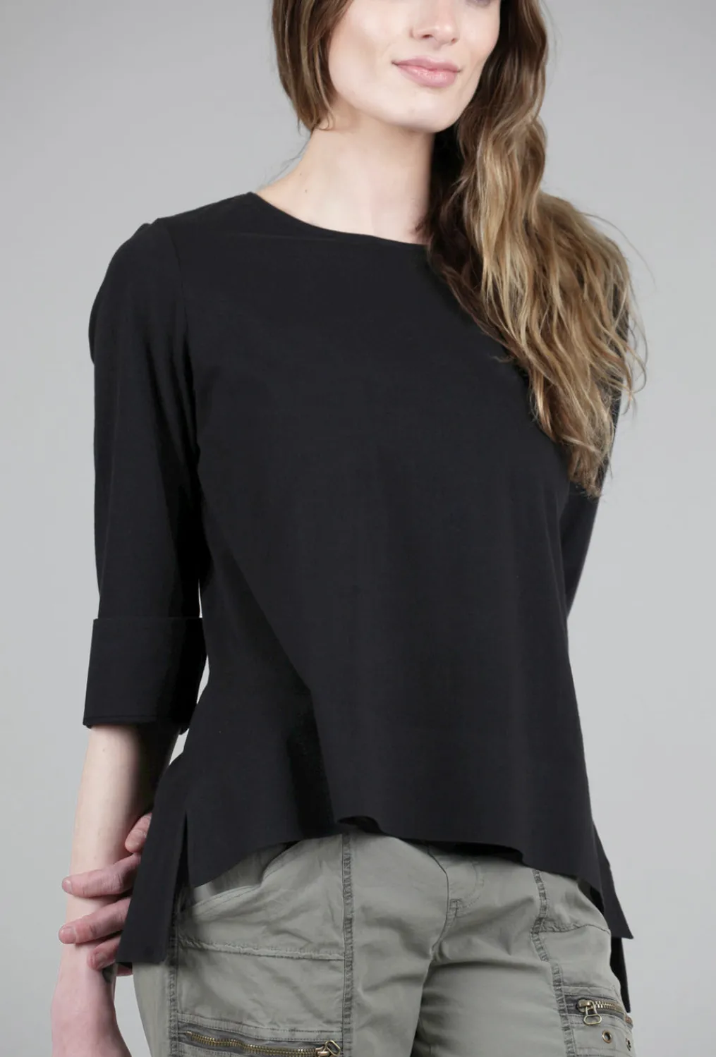 Online Evie Lou Signature Deep Hem Tee, Black