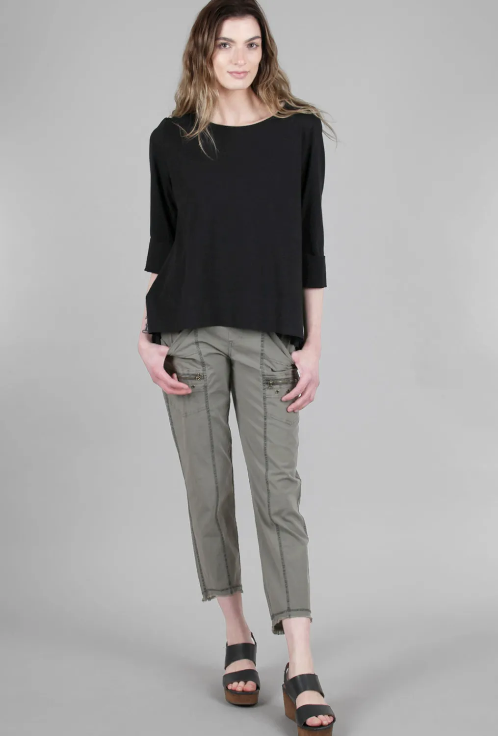 Online Evie Lou Signature Deep Hem Tee, Black