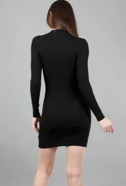 Best Sale Evie Lou Silk Knit Twist Mini Dress, Black