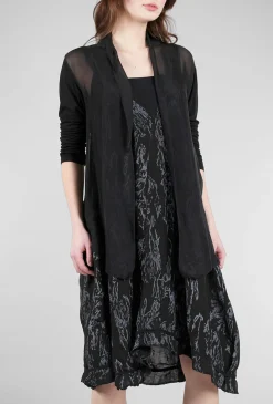 Clearance Evie Lou Silk/Jersey Cardie, Black