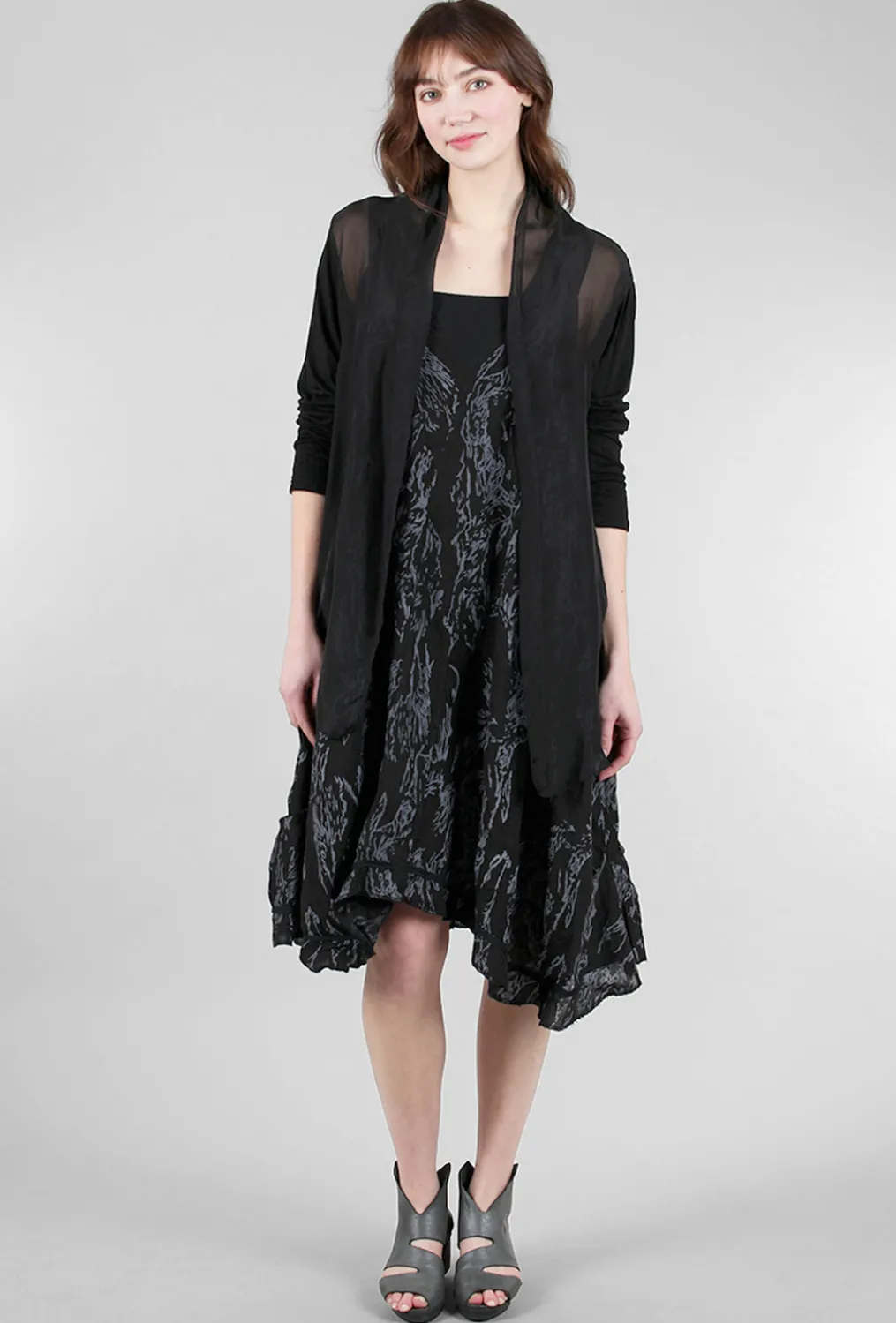 Clearance Evie Lou Silk/Jersey Cardie, Black