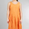 Flash Sale Evie Lou Silk-Linen Crinkle Tank Dress, Orange