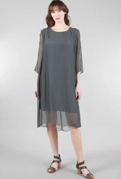 Hot Evie Lou Silky Claudia Dress, Anthracite