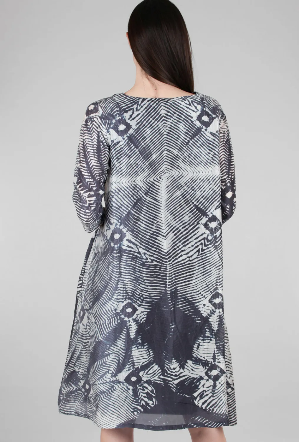 Shop Evie Lou Silky Shibori Dye Dress, Black/Ivory