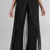 Store Evie Lou Silky Skirt Overlay Pant, Black