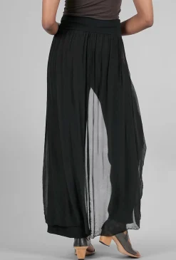 Store Evie Lou Silky Skirt Overlay Pant, Black