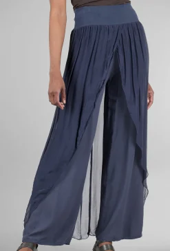 Hot Evie Lou Silky Skirt Overlay Pant, Navy