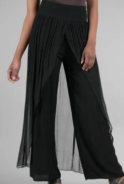Store Evie Lou Silky Skirt Overlay Pant, Black