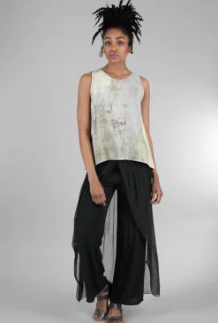 Store Evie Lou Silky Skirt Overlay Pant, Black