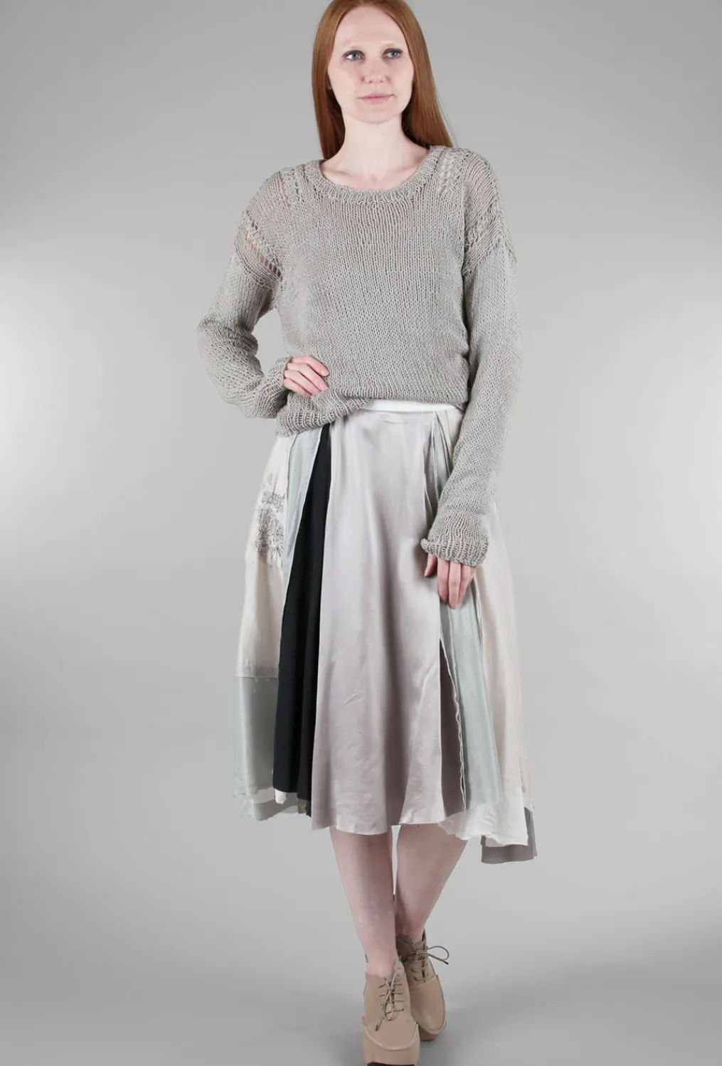 Flash Sale Evie Lou Silky Spliced Skirt, Grays