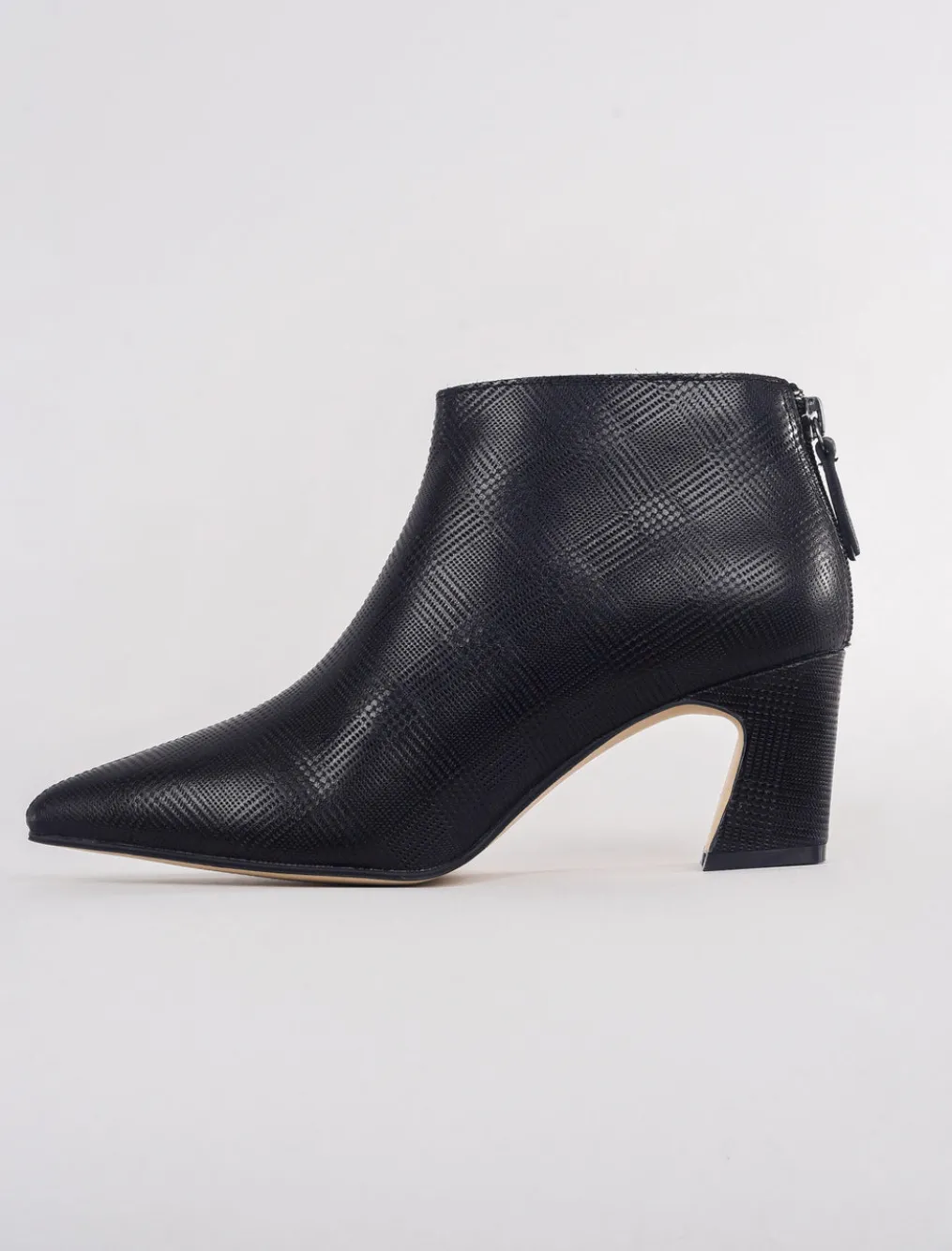 Cheap Evie Lou Sleek Angle Heel Bootie, Black Plaid