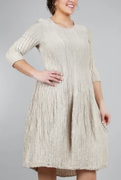 Flash Sale Evie Lou 3/4-Sleeve Crinkle Dress, Parchment