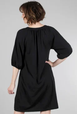 Online Evie Lou 3/4-Sleeve Split-Neck Dress, Black