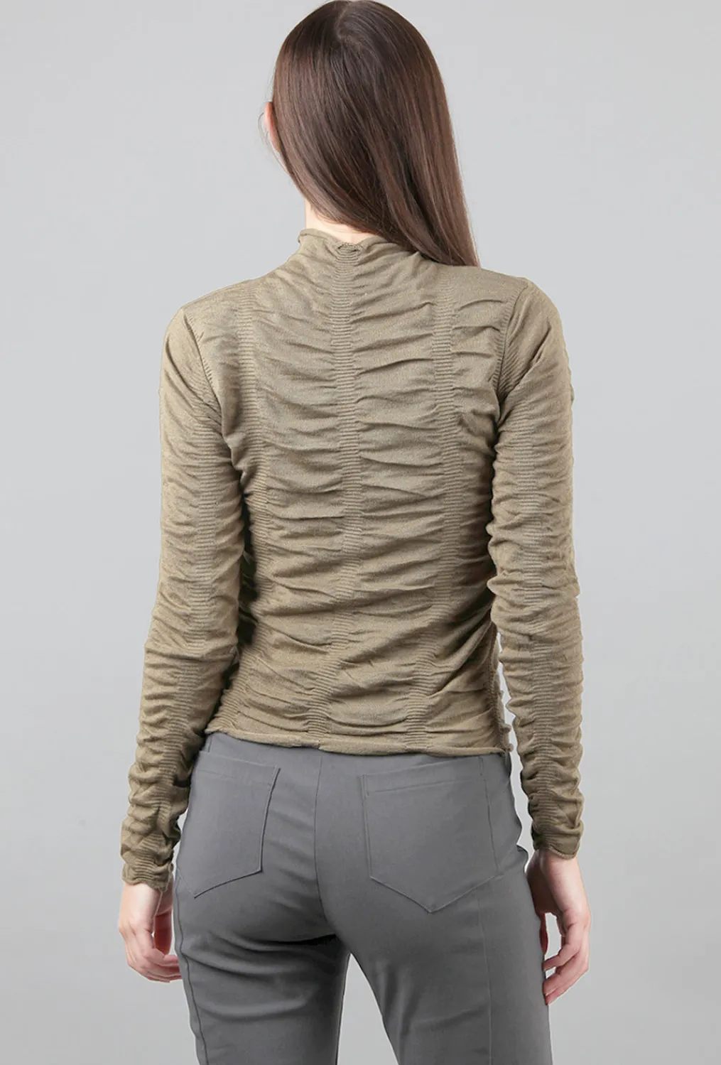 Cheap Evie Lou Slim Ruched Mock Pullover, Olive