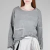 Discount Evie Lou Slouchy French Terry Pullover, Gray Wash