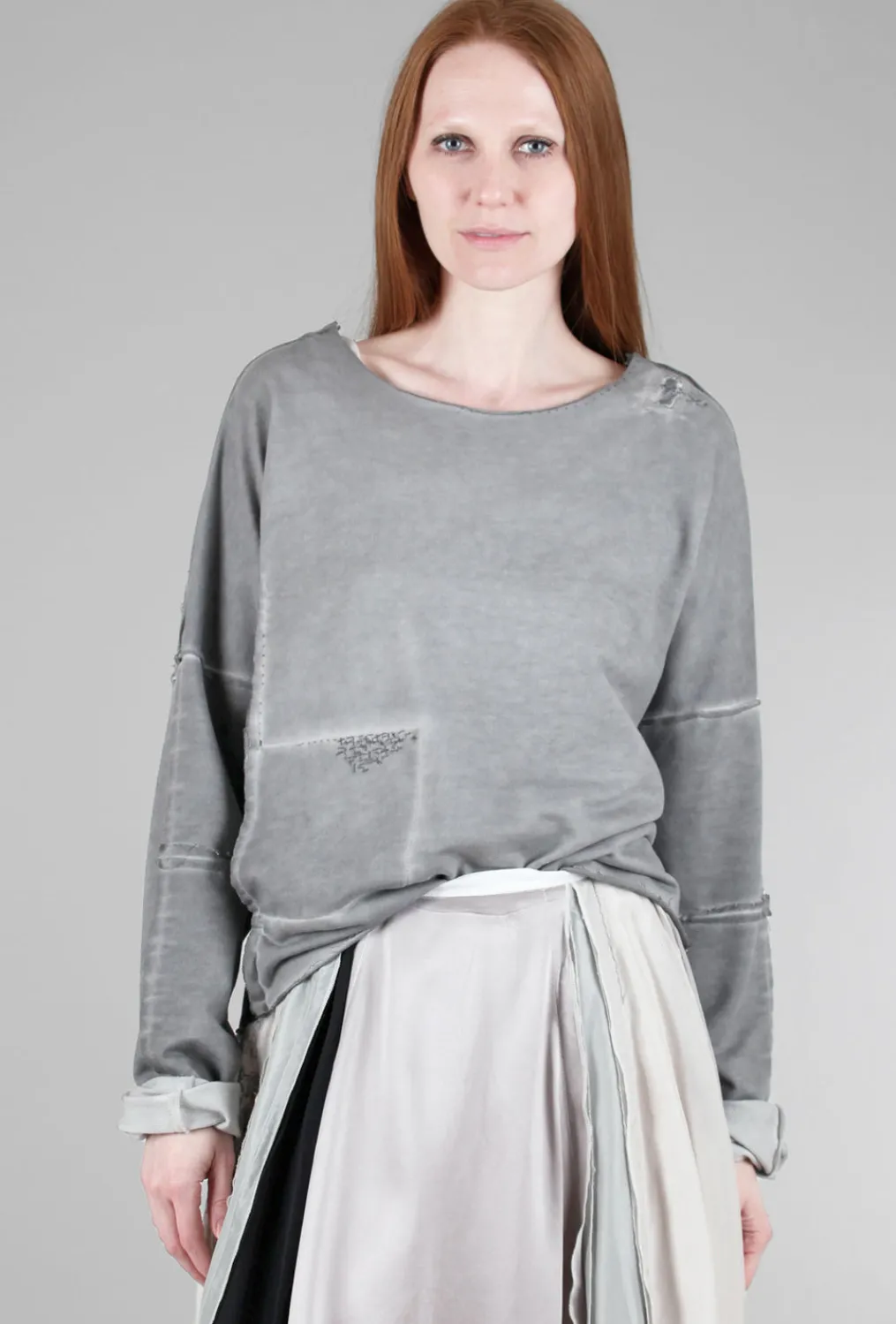 Discount Evie Lou Slouchy French Terry Pullover, Gray Wash